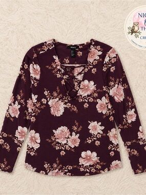Forever‎ 21 burgundy floral blouse - women's size small
